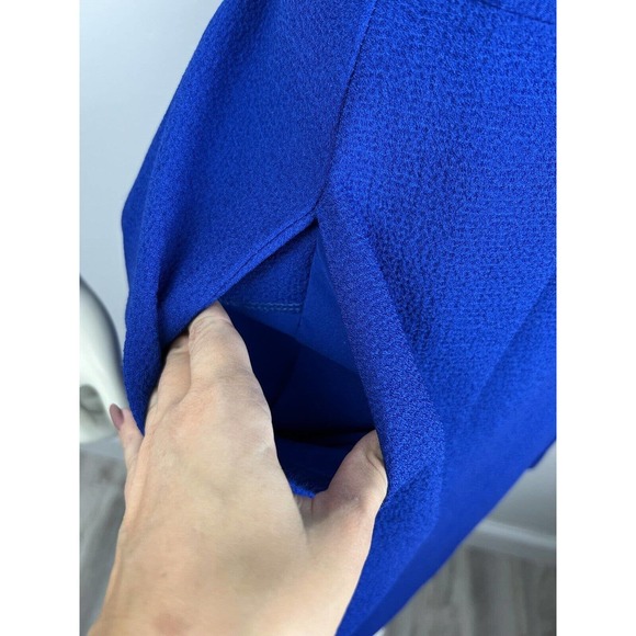 Black Halo Blue 2 Pc Mini Dress 0 Sanibel Skirt Set Pockets Crop Top Pleated - Picture 5 of 12